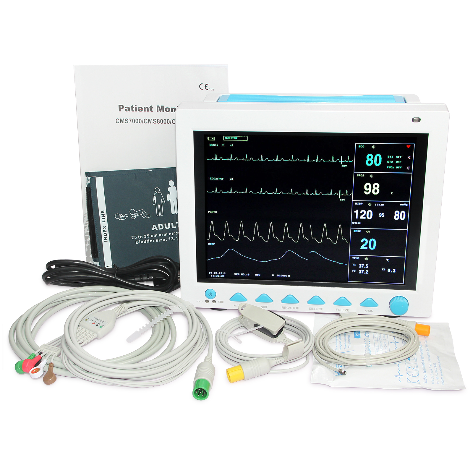 12.1 Inch ICU CCU 6 Parameters Patient Monitor ECG NIBP SPO2 PR RESP TEMP CMS8000