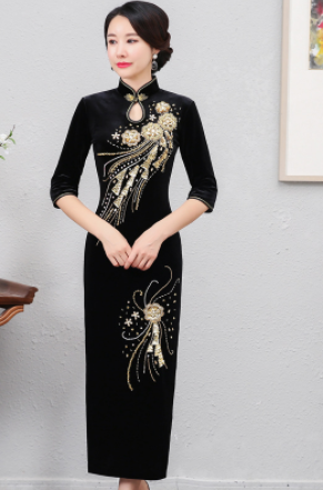Beaded Long Cheongsam Dress, picture 6 of 7