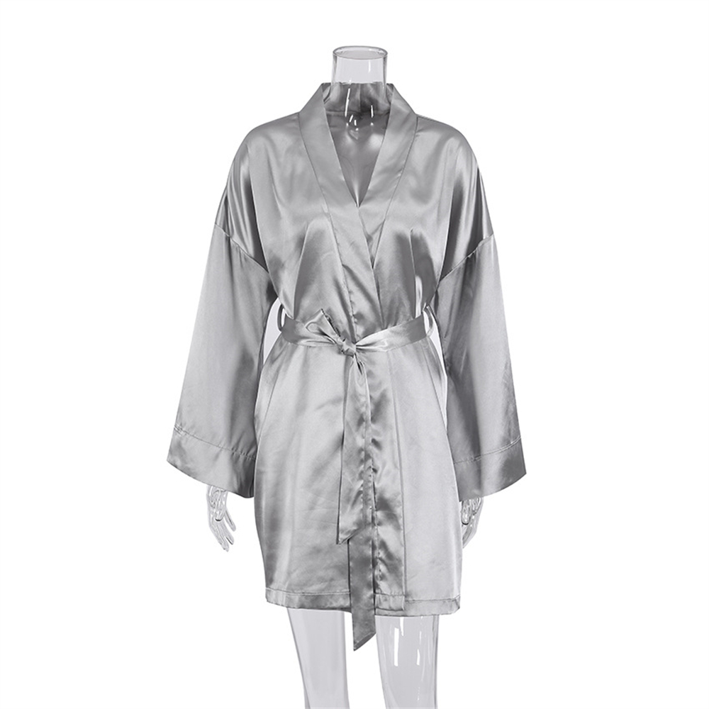 Title 7, Pajamas Loose Silk Short Nightgown Casual Silk ...