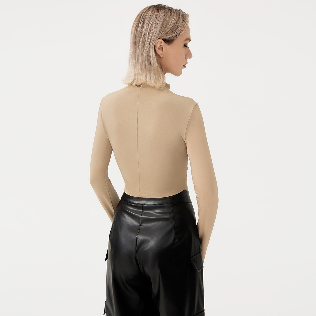 Long Sleeve Tie Cutout Sexy T-Shirt Women's Top