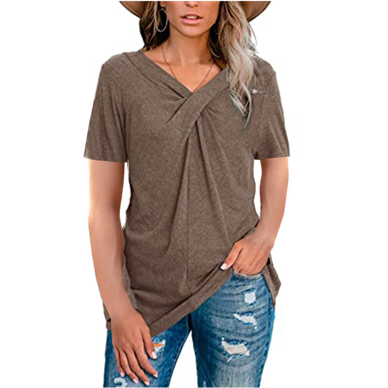 Women's V-Neck Long Sleeve Neck Twist Casual Top