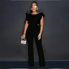 Spring Euro American Street Trendy Women's Jumpsuit - Black - View 1