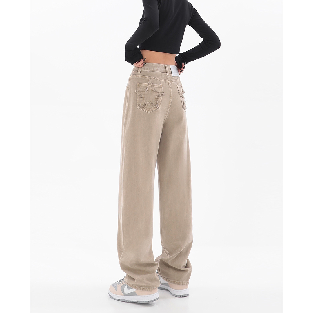 Coffee Color Design Sense Straight High Street Pants Trend Khaki - Shop at LoveMi