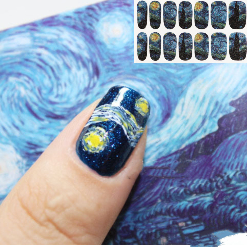 14pcs Nail Sticker Glitter Starry Sky