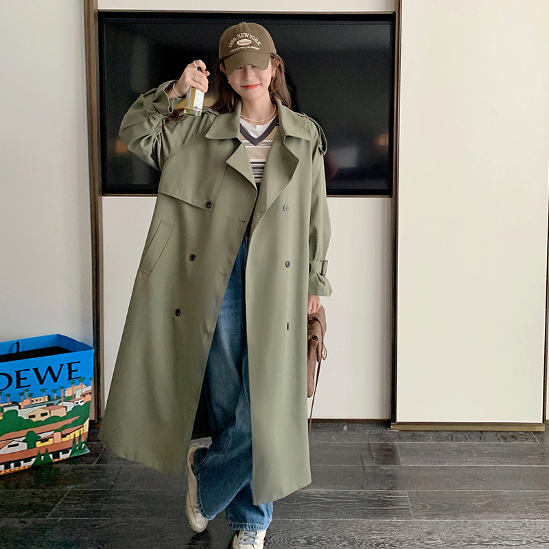 Women's Design Sense Long Windbreaker Loose