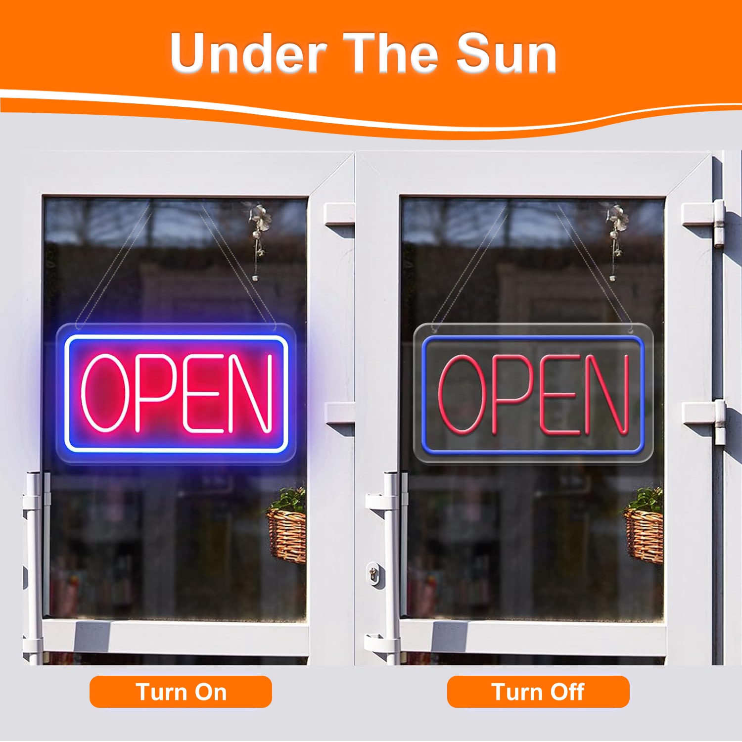 1Pc LED Open Sign 16.5x9.1in Business Neon Open Sign Advertisement Board With 11 Levels Adjustable Brightness