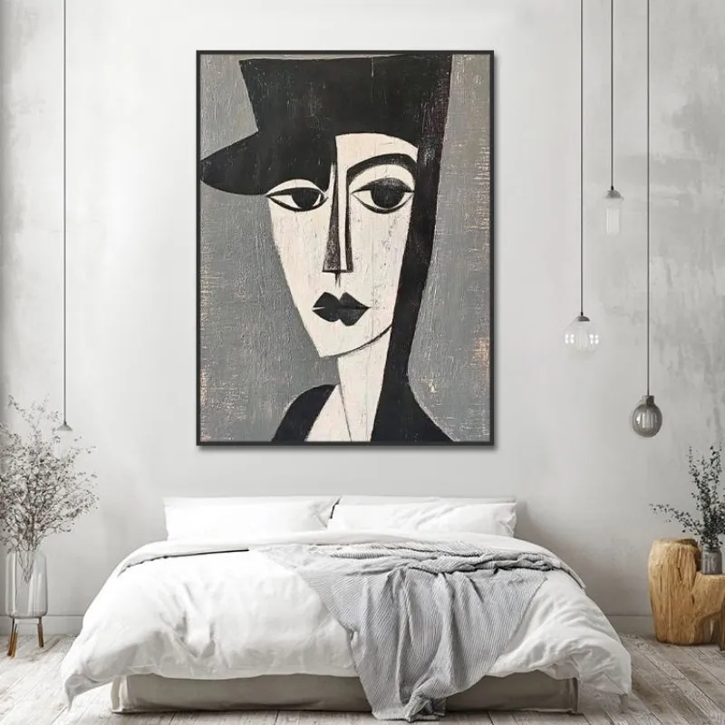 Picasso Retro Portraito Hand-Painted Oil Painting Modern Art Picture Home Living Room Bedroom Bathroom Canvas Wall Art Decor - Without Inner Frame
