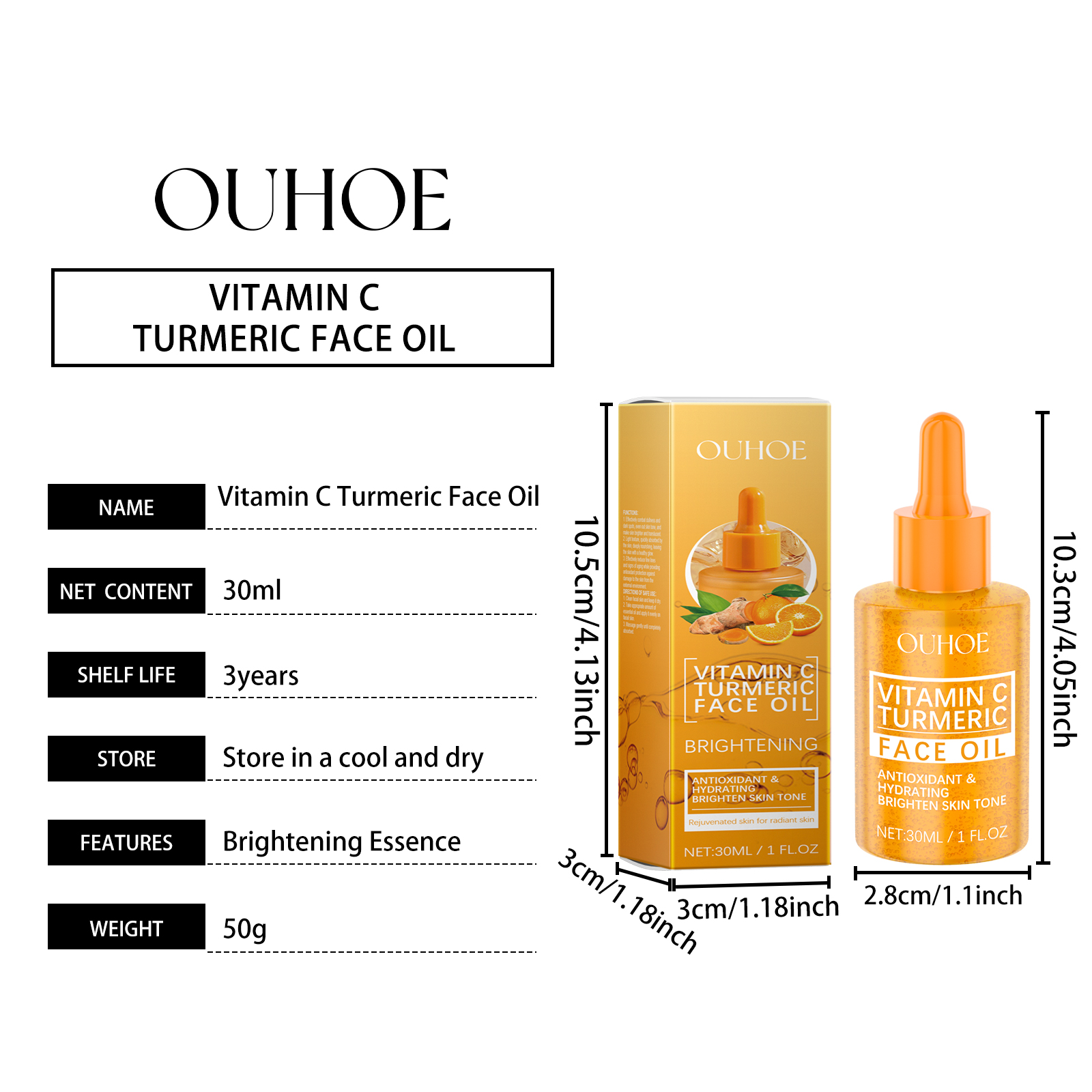 Vitamin C Turmeric Face Oil With Niacinamide & Rosemary Leaf Oil, Hydrating Brightening Facial Oil For Soothing Irritated Skin, Improve Skin Texture, 30ml — foto 2