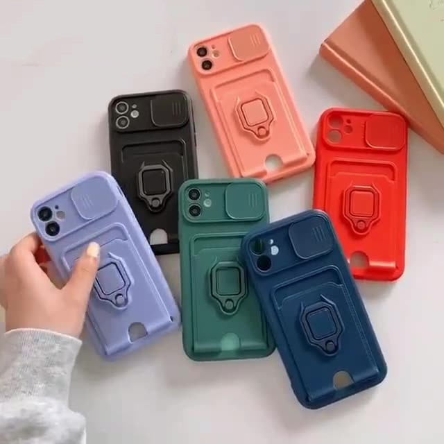 Mobile Phone Case Multi-function Ring Push Window Card