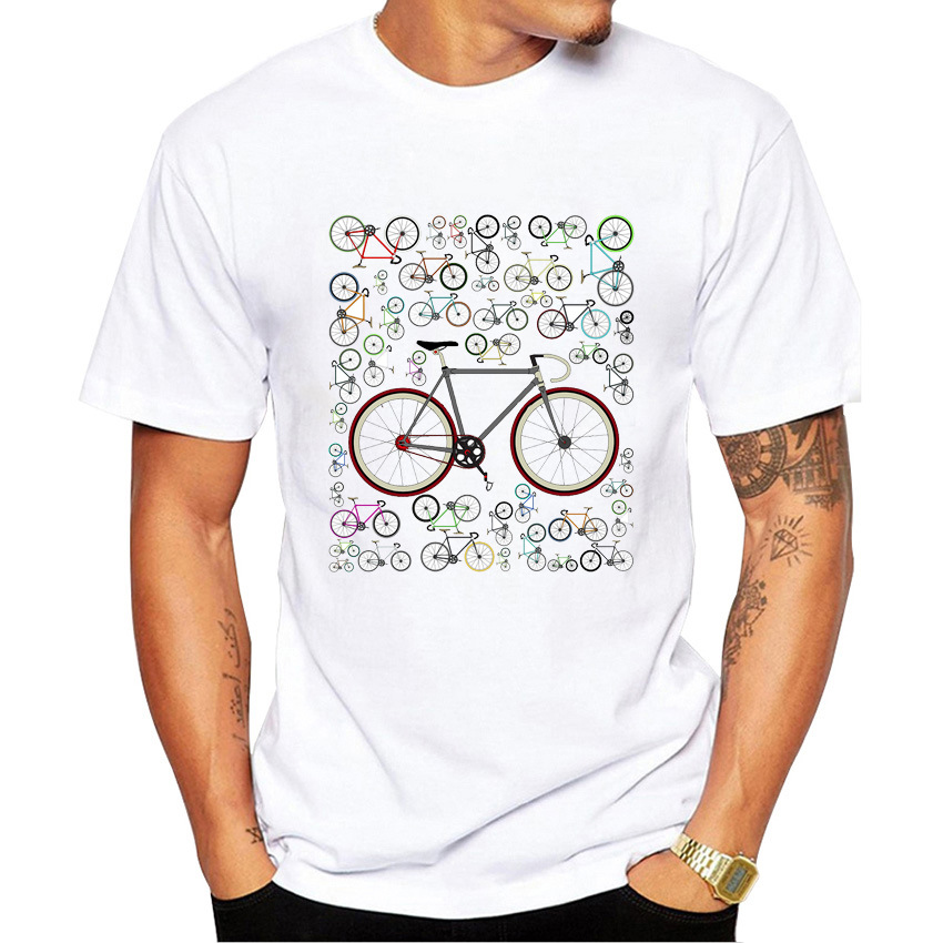 Title 3, Heren T-shirt met retro sportfiets print. Genie...