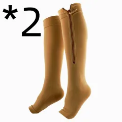 New Women's Stockings Compression Zipper Varicose Vein Pressure Loop Knee - Colour 2Pcs-M - View 1
