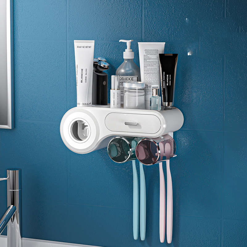Perforation-free Creative Multifunctional Wall-mounted Toothbrush Storage