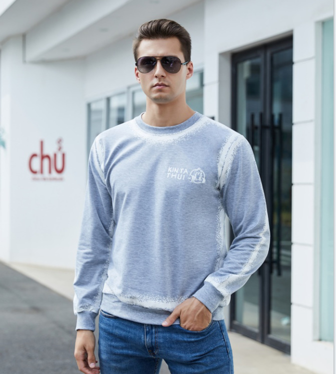 Men's Outdoor Leisure Sports Cartoon Print Round Neck Sweater