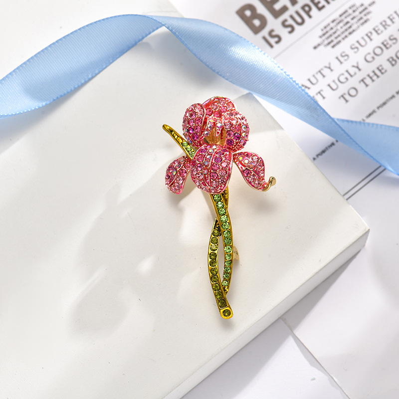 Small Brooch Metal Gold Plated Czech Diamond Light Luxury Corsage Clothing Accessories Scarf Buckle