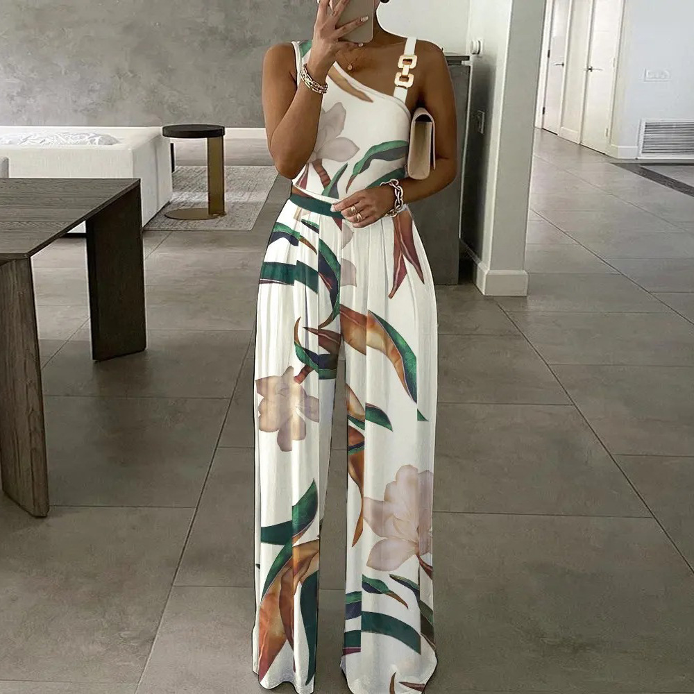 Women’s Printed Sleeveless High Waist Casual Jumpsuit