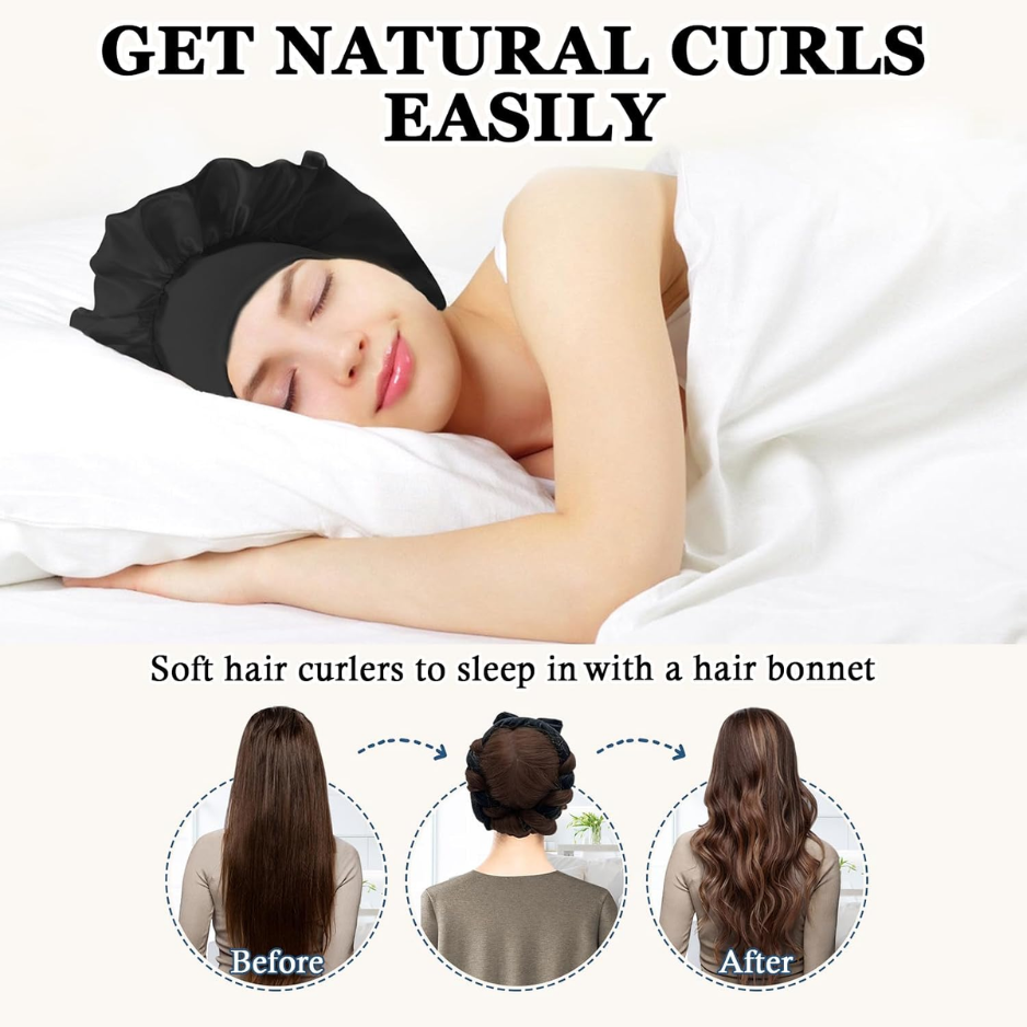 Heatless Curls Overnight Hair Curlers To Sleep In Hair Curler Rollers No Heat Hair Wrap For Curls Headband 70 INCH Satin Heatless Curling Rod Set For Women Long Waves Hair Volume 4