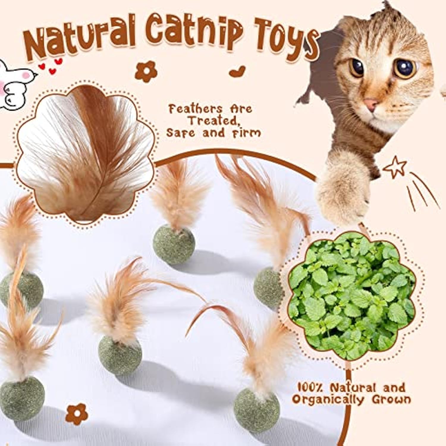 Interactive Cat Toy Catnip Feather Ball Compressed Natural Catnip Lollipop Natural Cat Kicker With Feathers For Kitty