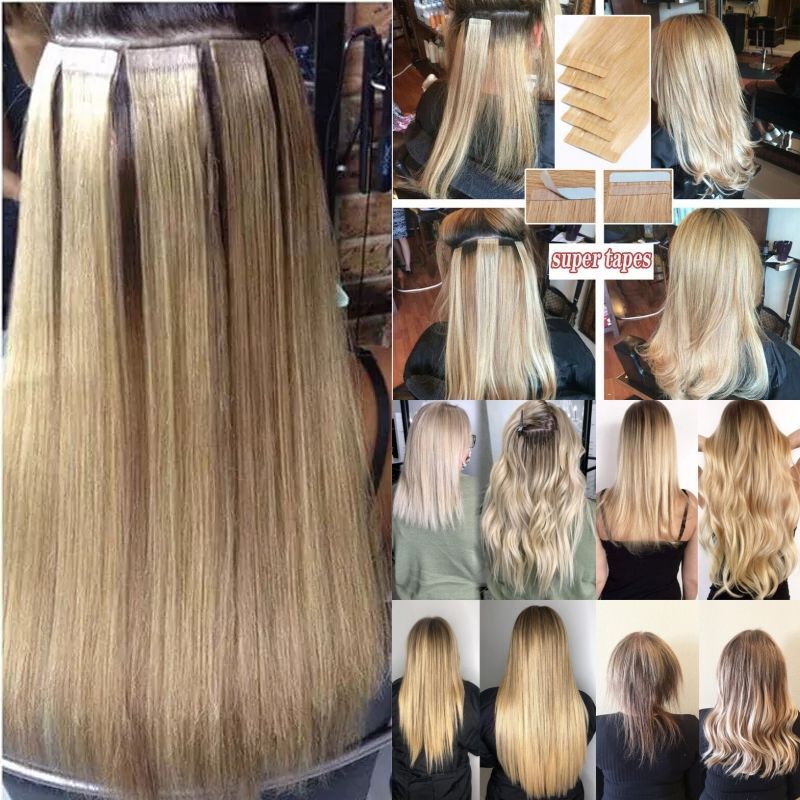 Double Pull Full Virgin Real 50g Hair Extension Long With Weft Invisible Skin Weft 20 Thick Seamless Human Hair - Image 5