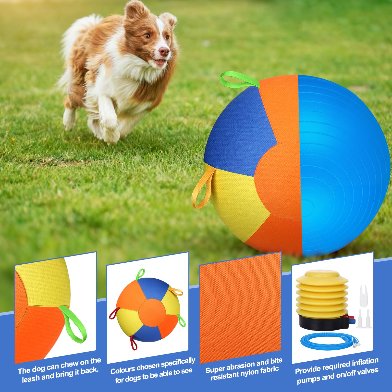 Herding Ball For Dogs, Large Dog Ball With Handles For Outdoor Play, Indestructible Training Toy Balls For Australian Shepherd, Interactive Toy Balls For Medium & Large Dogs view 6