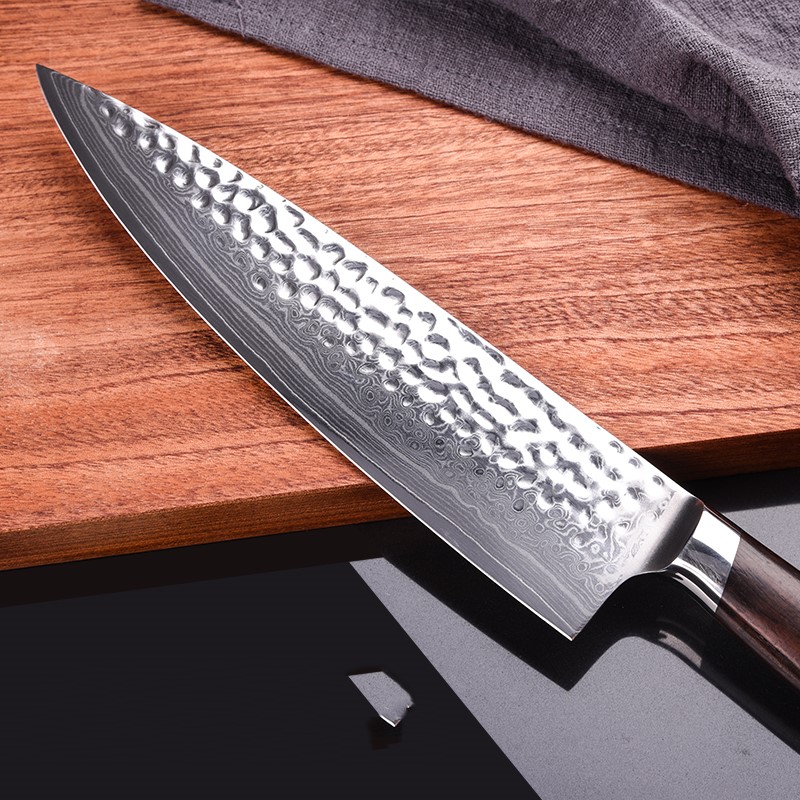 Title 4, Stainless steel hammered chefs knife. Professi...