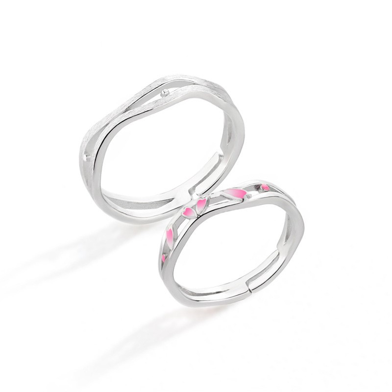 Title 3, Peach Blossom Sterling Silver Couple Ring