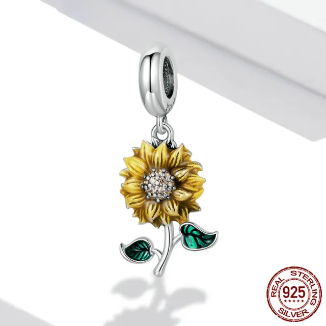 Sunflower Silver Bracelet Pendant Shine Silver - Shop at LoveMi