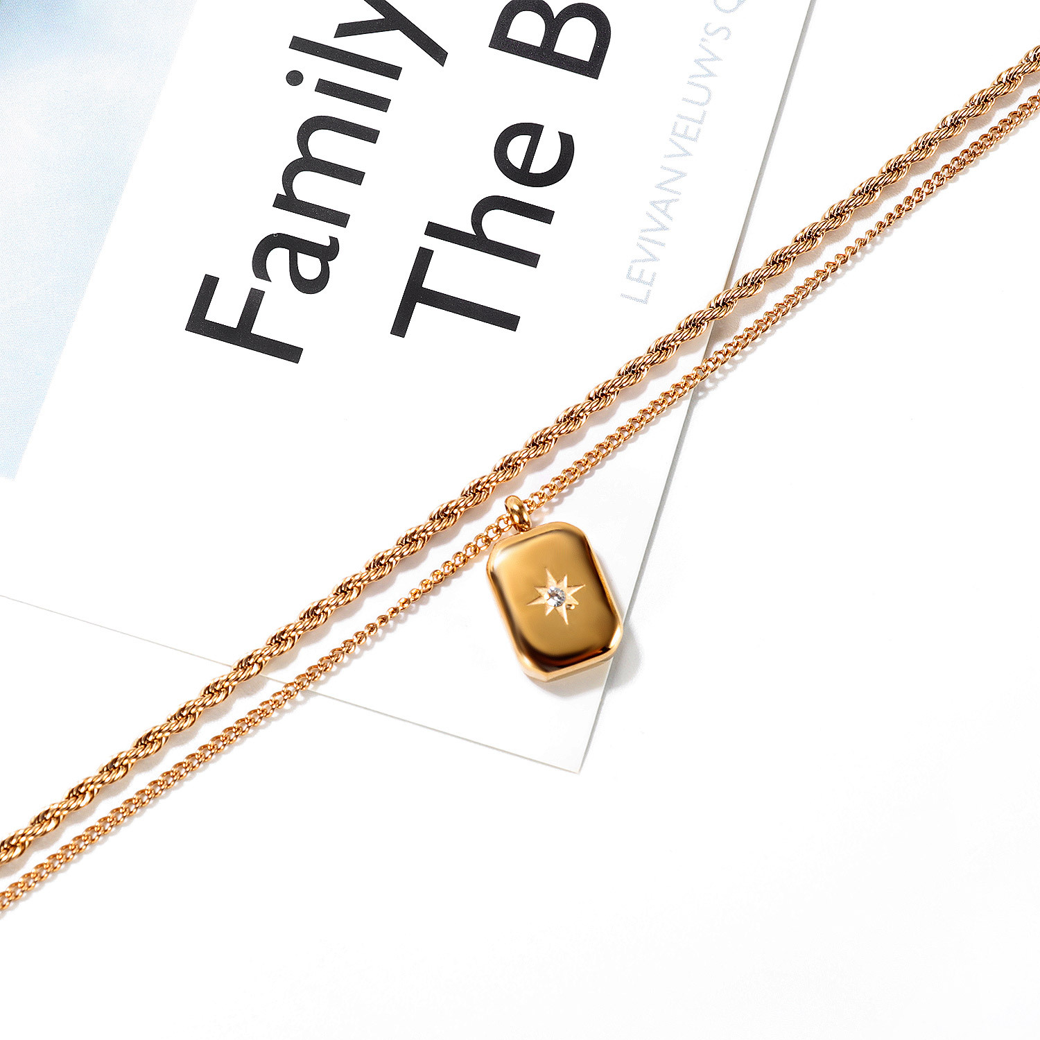 Niche Design Fashion Trend Double-layer Net Red Simple And Versatile Square Necklace