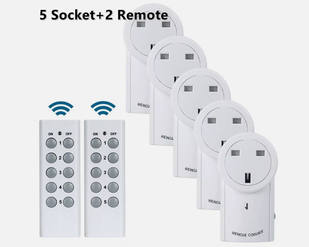 1-5 Remote Control Sockets Wireless  Home Mains Power Outlet Pack UK Plug