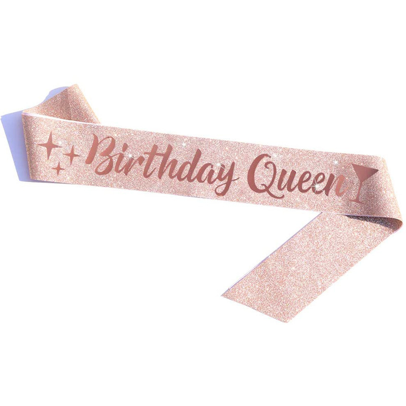 Rose gold birthday queen wine