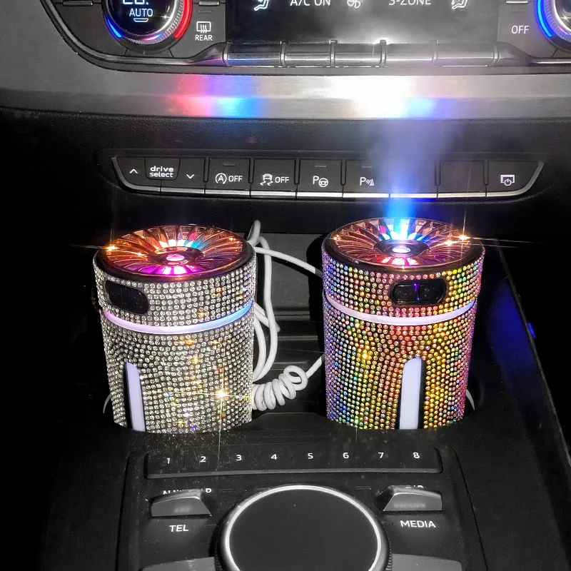 Luxury Diamond Car Humidifier LED Light Car Diffuser Auto Air Purifier Aromatherapy Diffuser Air Freshener Car Accessories For Woman – image 4