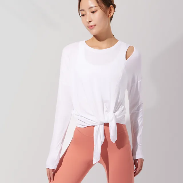 Sports Fitness Yoga Clothes Women's Loose Long Split Ends Knotted White - Shop at LoveMi