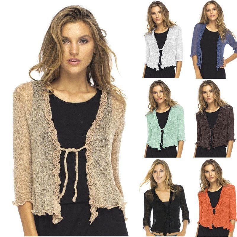 Solid Color Three-quarter Sleeve Cape Short Top