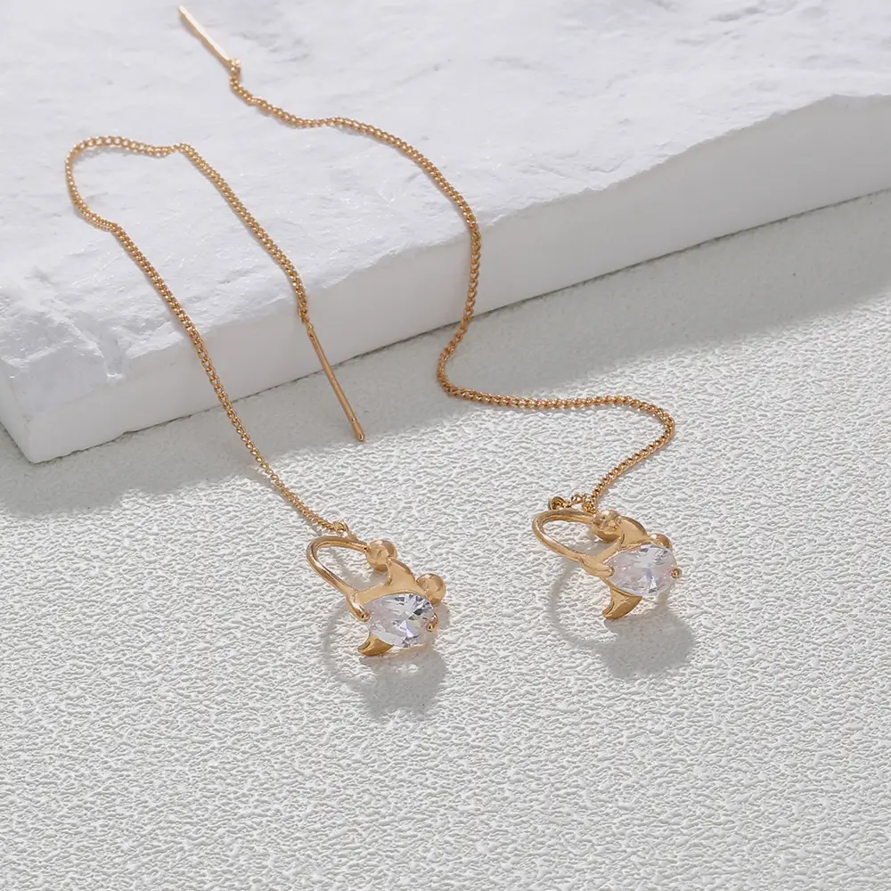 Copper Micro Inlaid Zircon Tassel Earrings Temperament Ear Line Creative Fashion New Fashion Ear Stud Cool Style Earrings