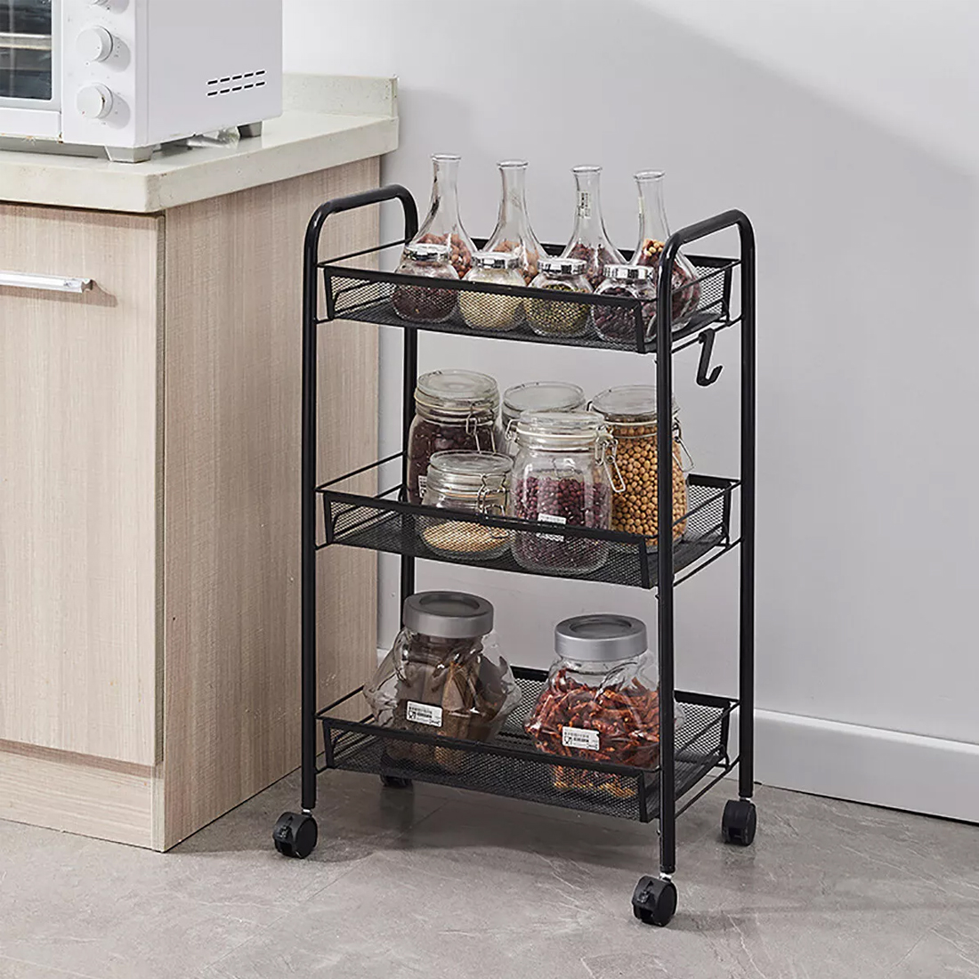 UK NEW 3 Tier Storage Trolley Cart On Wheels Kitchen Bathroom Laundry Narrow — image 11