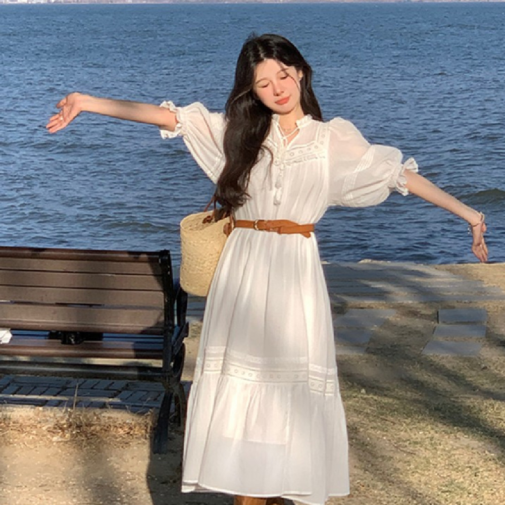 Puff-Sleeve Retro Dress, picture 4 of 5