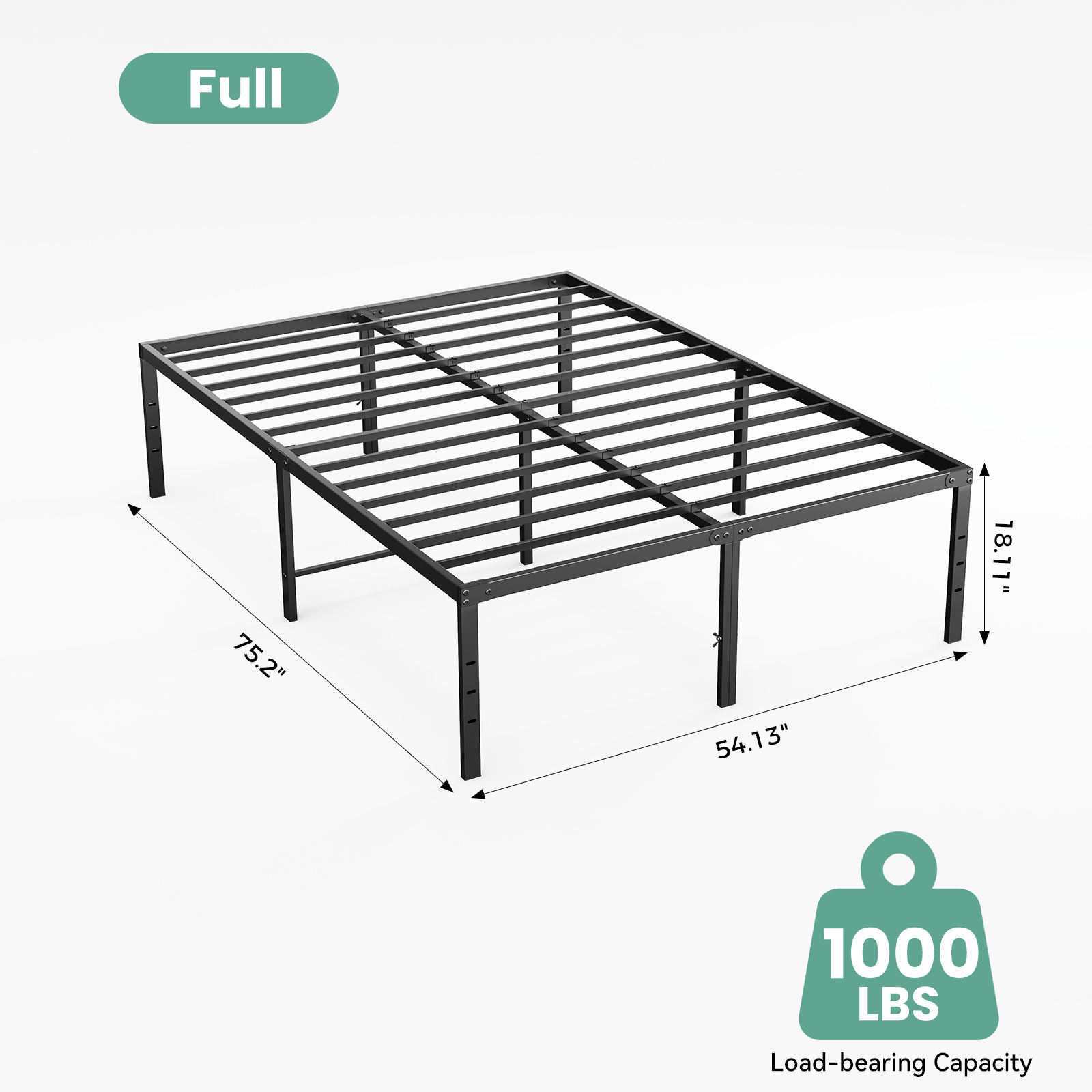 Sturdy And Durable Metal Base Frame, Noiseless Sturdy Steel Crossbars, Under-bed Storage Space, No Need For Box Springs