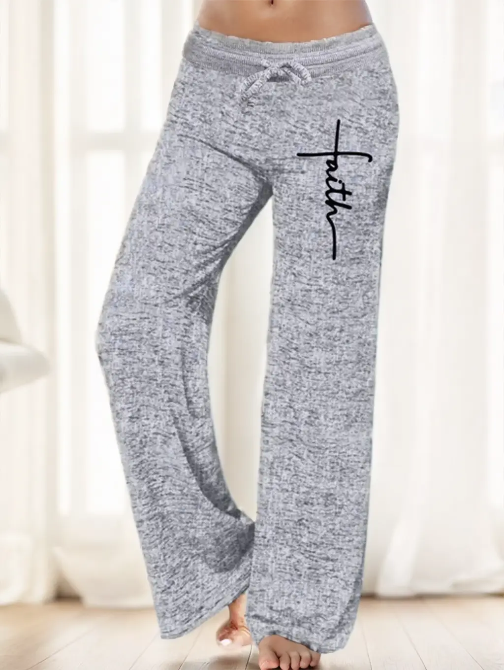Ladies' Solid-colored Wide-leg Pants
