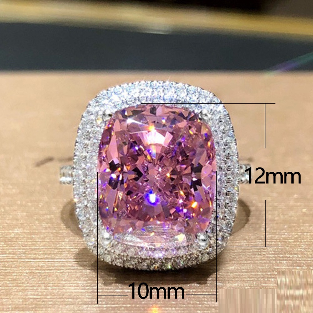 Title 6, Bague carrée élégante en zircon avec micro-sert...