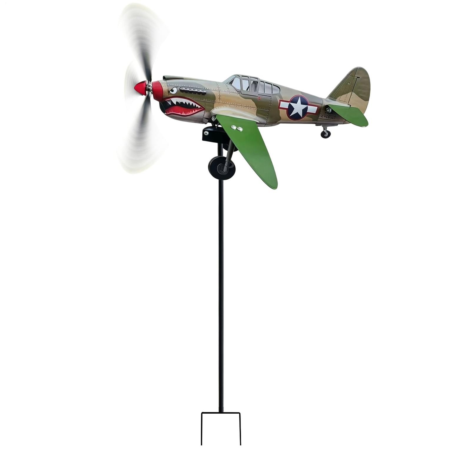 Aggressive Warplane Garden Wind Spinner 2D Metal Airplane Weather Vane Decor — image 7