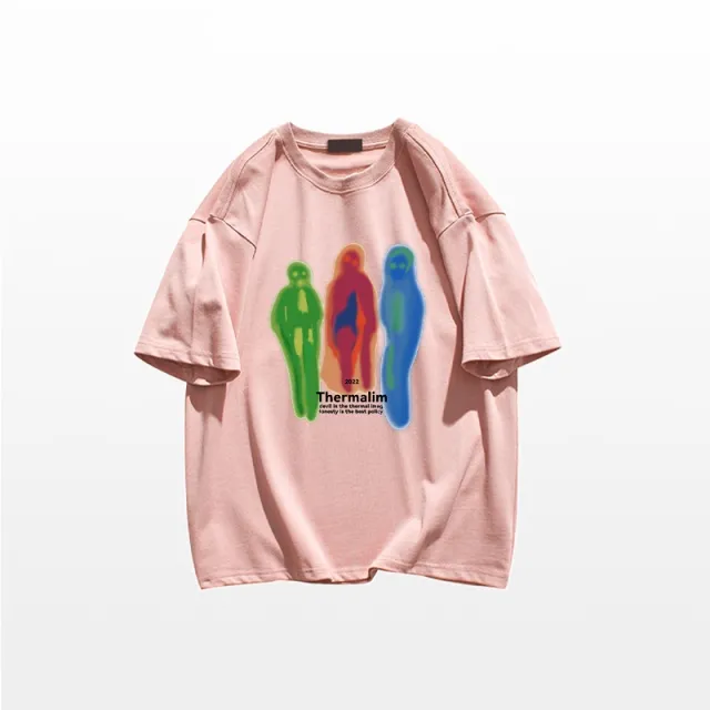 American Street Niche Design Short sleeved T shirt Retro Shoulder Light Pink - Shop at LoveMi
