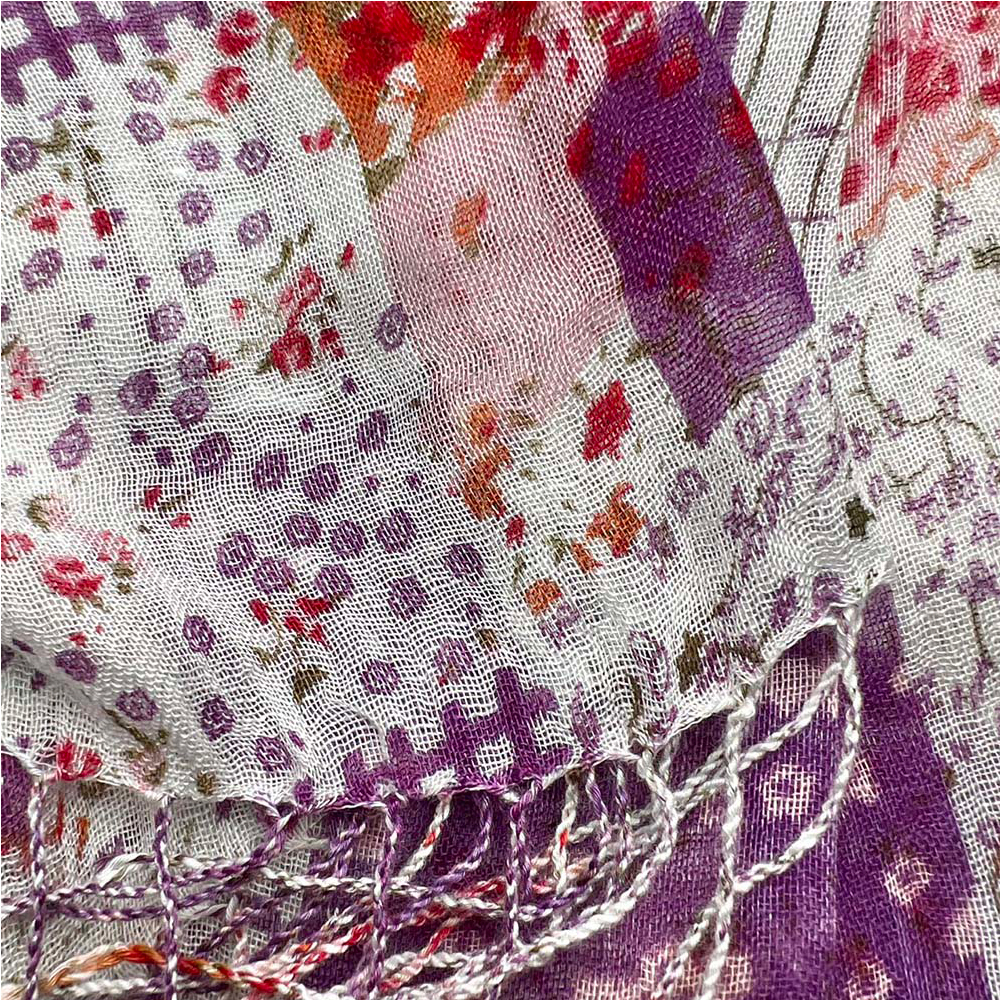 2pcs Feather Light Purple Lavender Floral Pattern Printed Long Scarf ,Versatile Everyday Scarf ,Pairs With All Casual Outfits,Office Appropriate Subtlety For Women Men