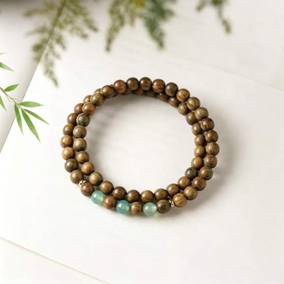 Natural Green Sandalwood Beaded Bracelet