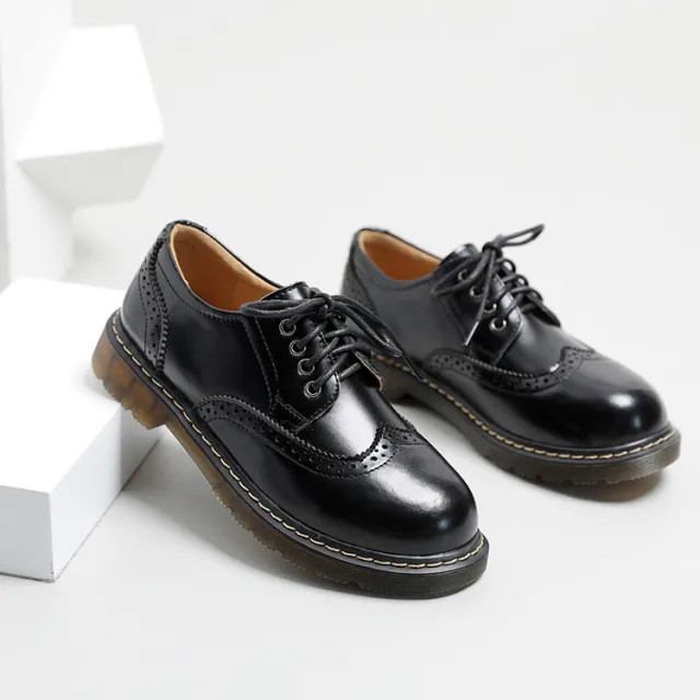 Block Retro College Style Student Flat Shoes Black - Shop at LoveMi