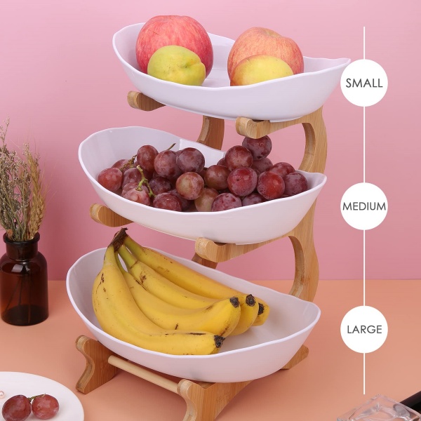 Stacked Fruit Tray Multi-layer Plate Three Compartments Snack Candy Platter Bowl 9
