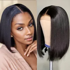 4x4 Lace Closed Non-toxic Wig, Synthetic Wig, Straight Wave Head, 10-inch Non-adhesive Lace Front Piece, Suitable For The Whole Scene - 1B - View 1