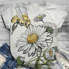 3D Digital Printing Round Neck Casual Short-sleeved T-shirt - As Shown-L - View 1