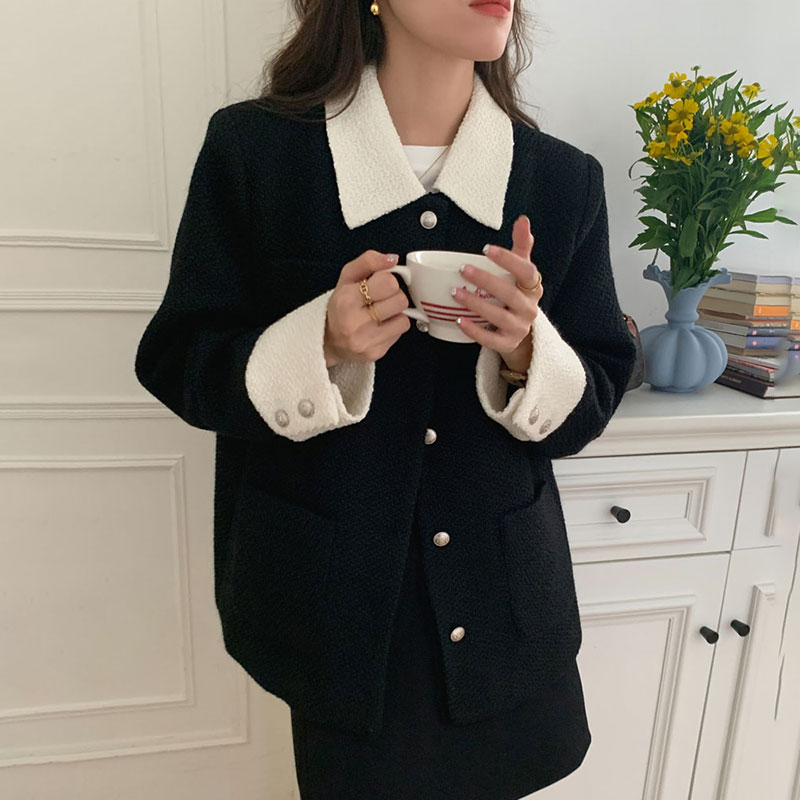 Women's Fashion Lapel Collar Collision Color Patchwork Jacket