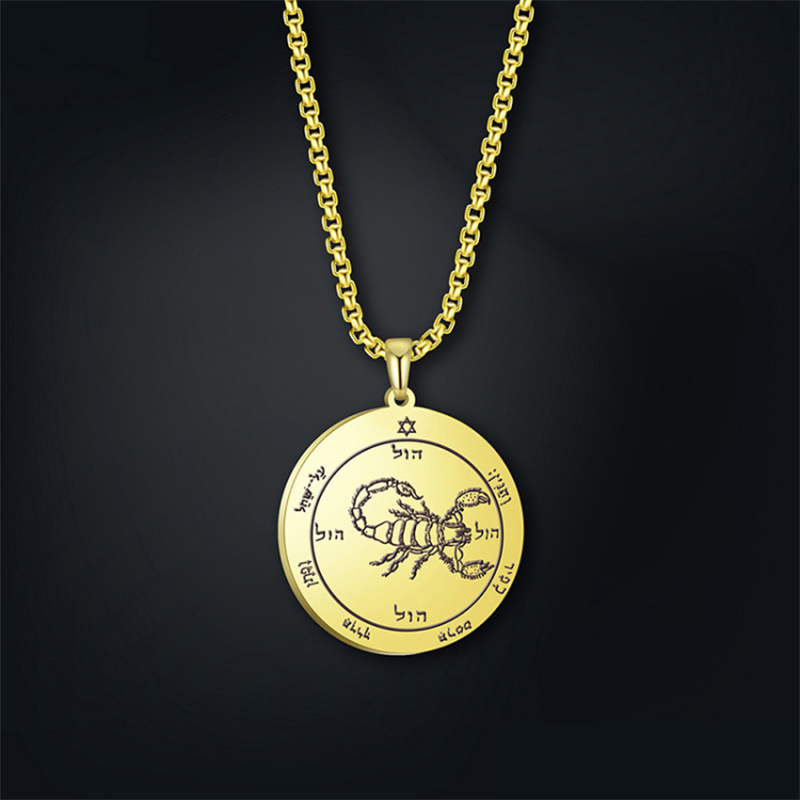 Mysterious scorpion pendant necklace hexagram scorpio round