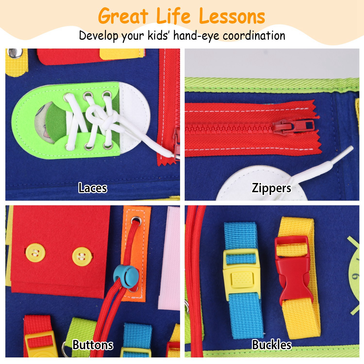 1Set Kids Busy Board Sensory Activity Board Preschool Learning Toys Montessori Educational Gift For 1 To 6 Years Old Baby Toddler Girls Boys