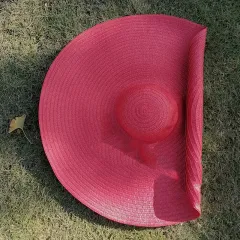 New Women's European And American Big Brim Straw Hat Foldable - L Big Red - View 1